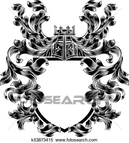 Shield Knight Heraldic Crest Coat of Arms Emblem Clipart.