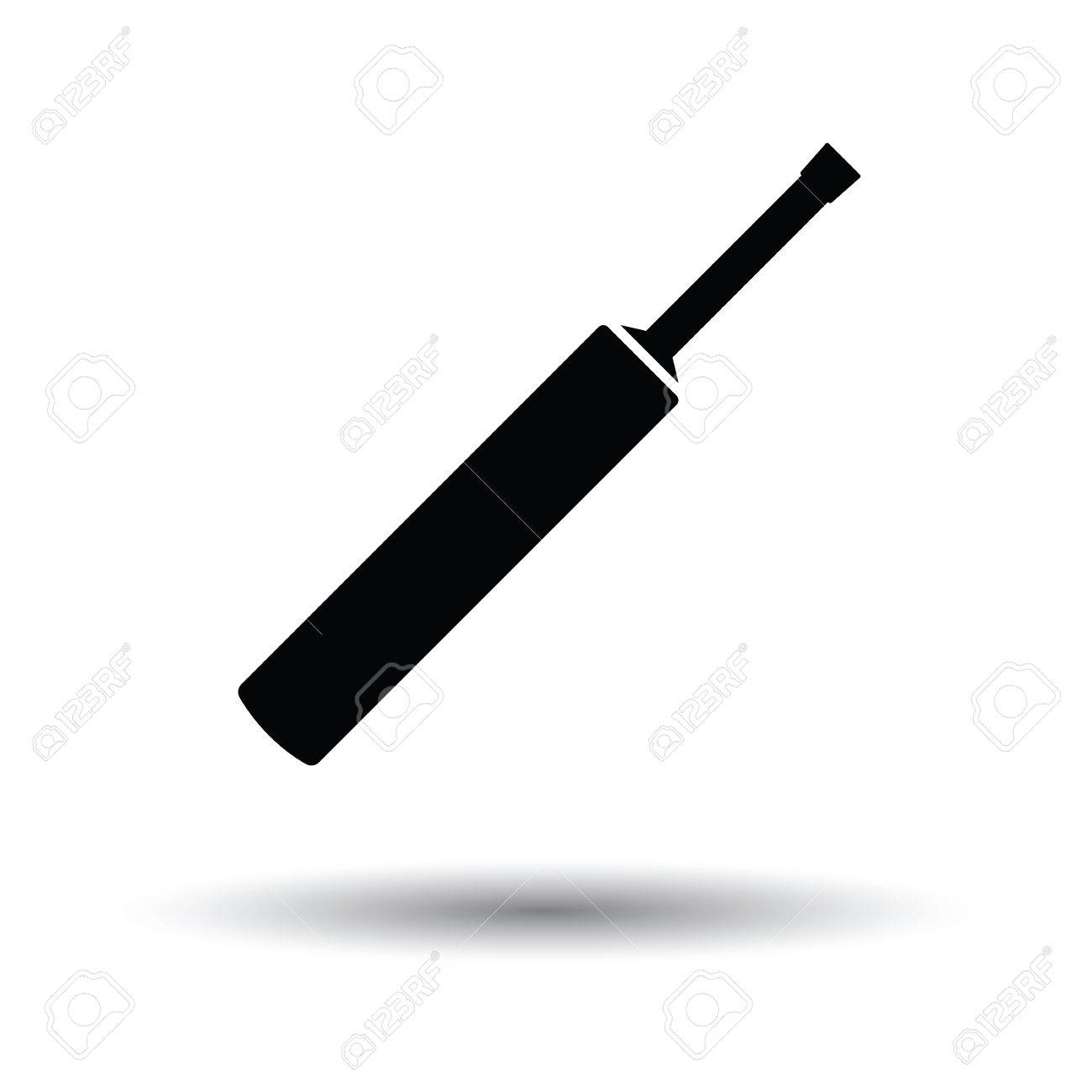 Cricket bat icon. White background with shadow design. Vector...