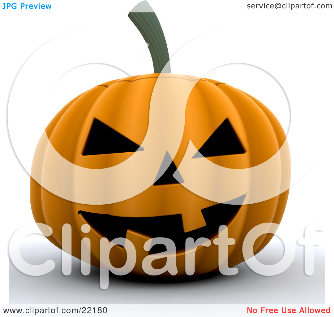 Clipart Picture of a Grinning Orange Halloween Pumpkin Jack O.