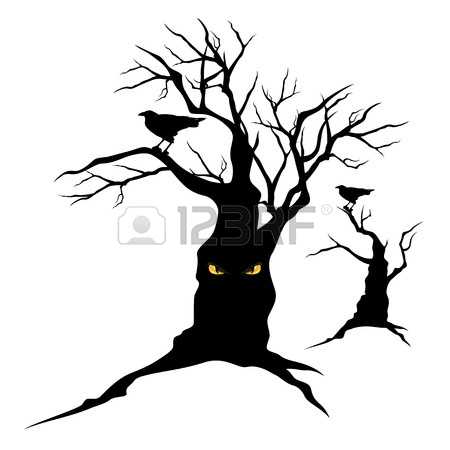 Raven in tree clipart.