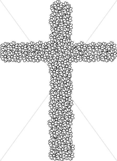 Black and White Simple Flower Cross.