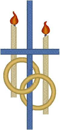 Wedding Rings & Cross #2 Embroidery Design.