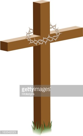 Cross with Crown of Thorns Clipart Image.
