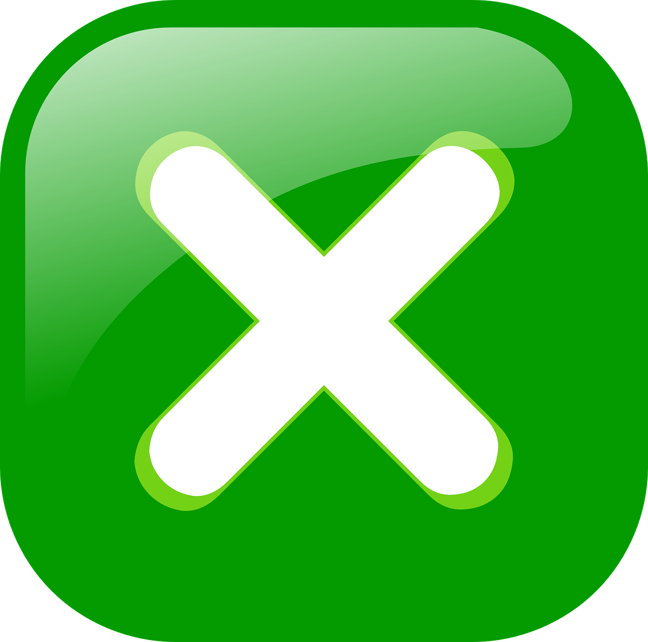 Cross Button Green White Stop PNG.