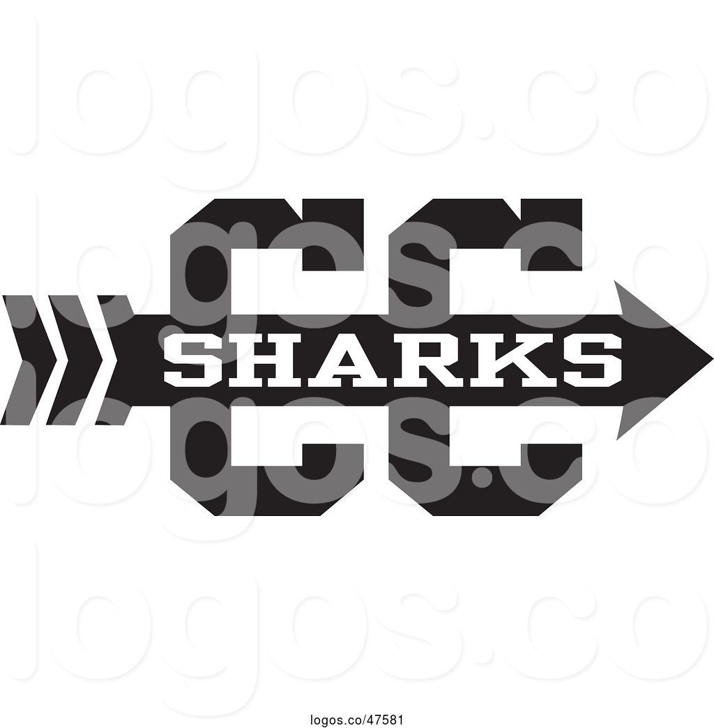 Logo of Sharks Team Cross Country Running Arrow in Black and White.