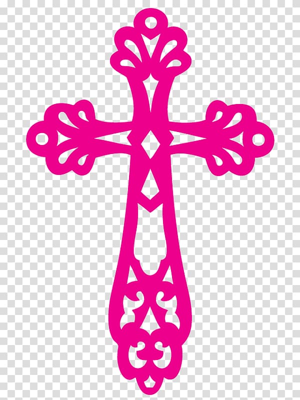 Pink cross illustration, Christian cross Crucifix Baptism.