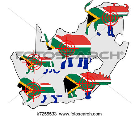 Clipart of Big Five South Africa cross lines k7255533.