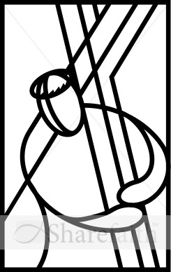 Black white clipart of the way of the cross.