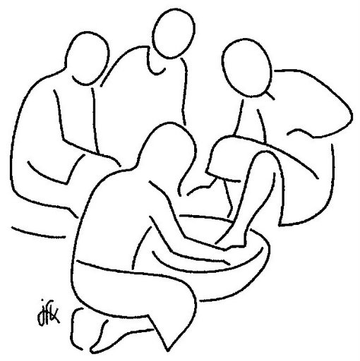 Jesus Foot Washing Coloring Page Clipart.