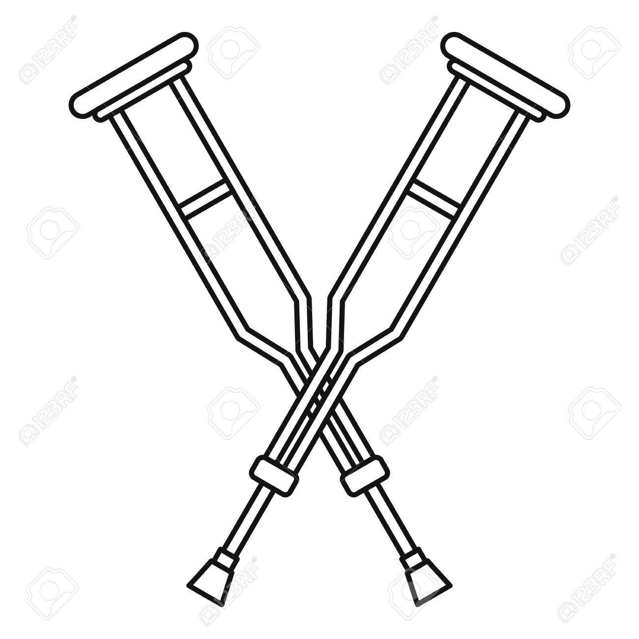 Crutches icon, outline style » Clipart Station.