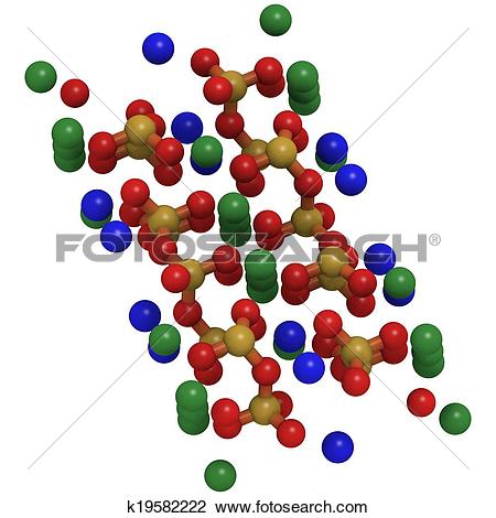 Clip Art of Tremolite asbestos, crystal structure k19582222.