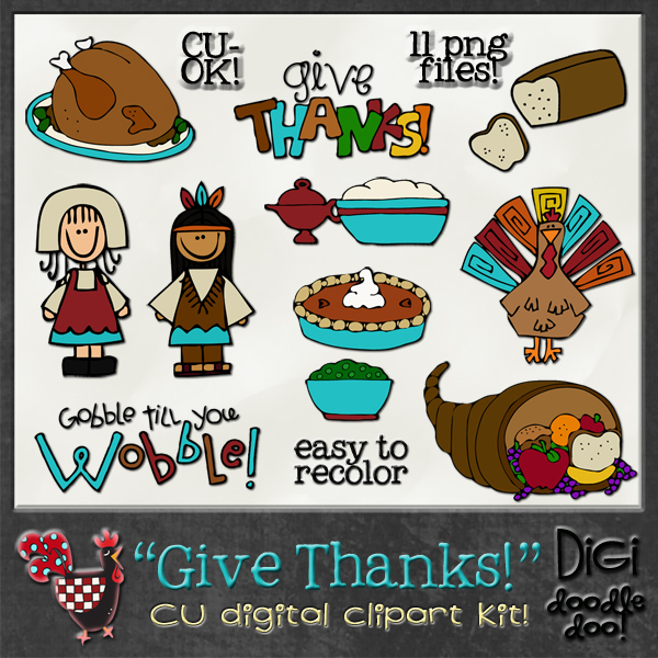Give Thanks Thanksgiving CU clipart [DDDoo_GvThxClipart] : CU.