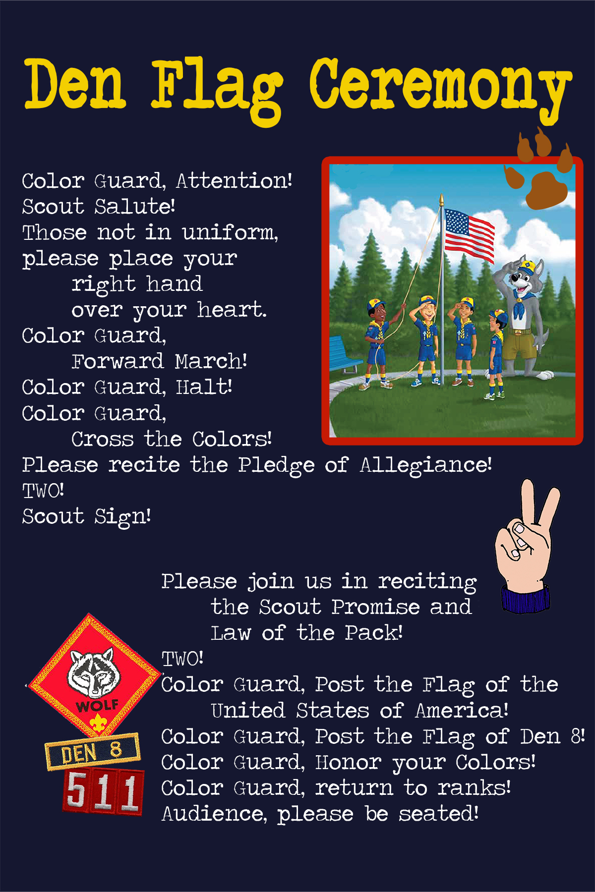 Cub Scout Flag Ceremony Printable