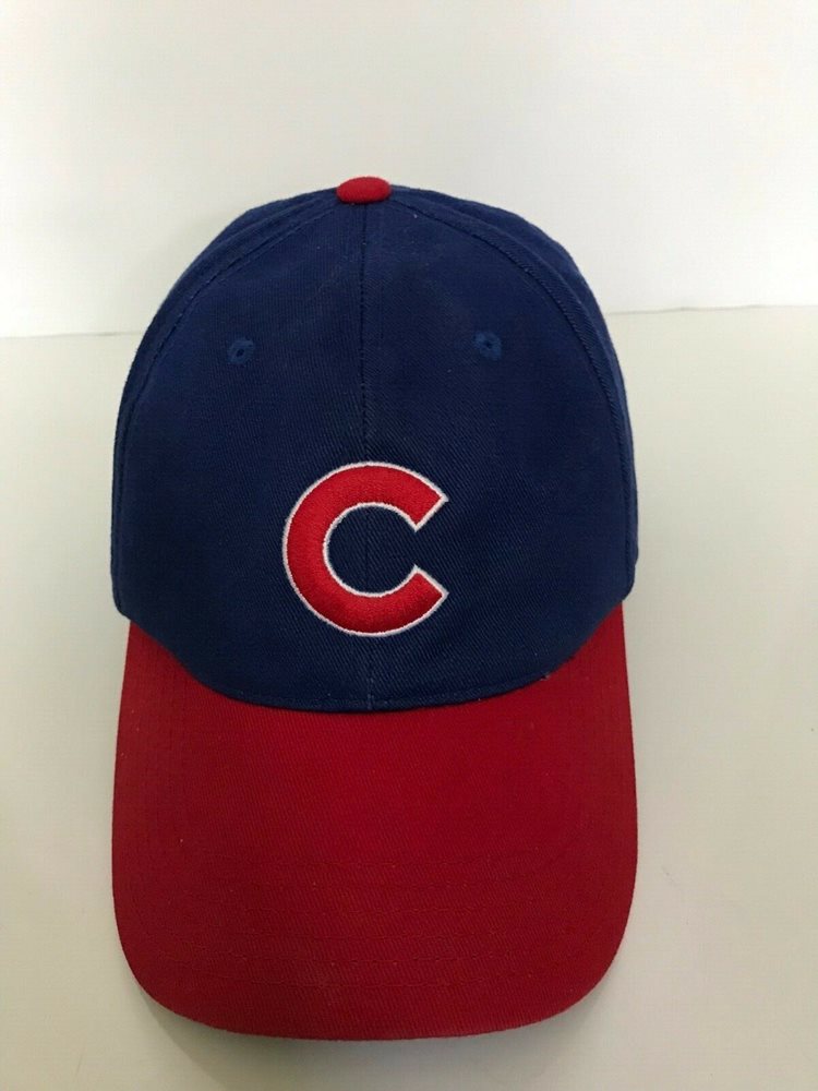 Vintage Chicago Cubs MLB Genuine Blue Red C Logo Red Bill Adjustable Hat Cap.