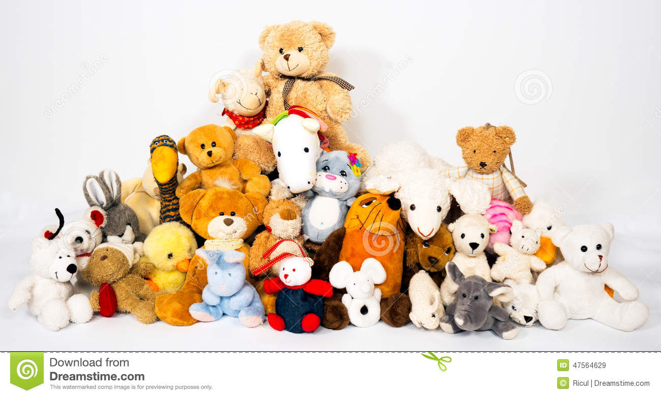 Group Of Stuffed Animals Clipart.