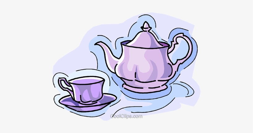 Teapot With Teacup Royalty Free Vector Clip Art Illustration.