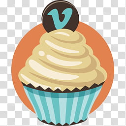 CUPCAKE SOCIAL ICON, teal cupcake illustration transparent.