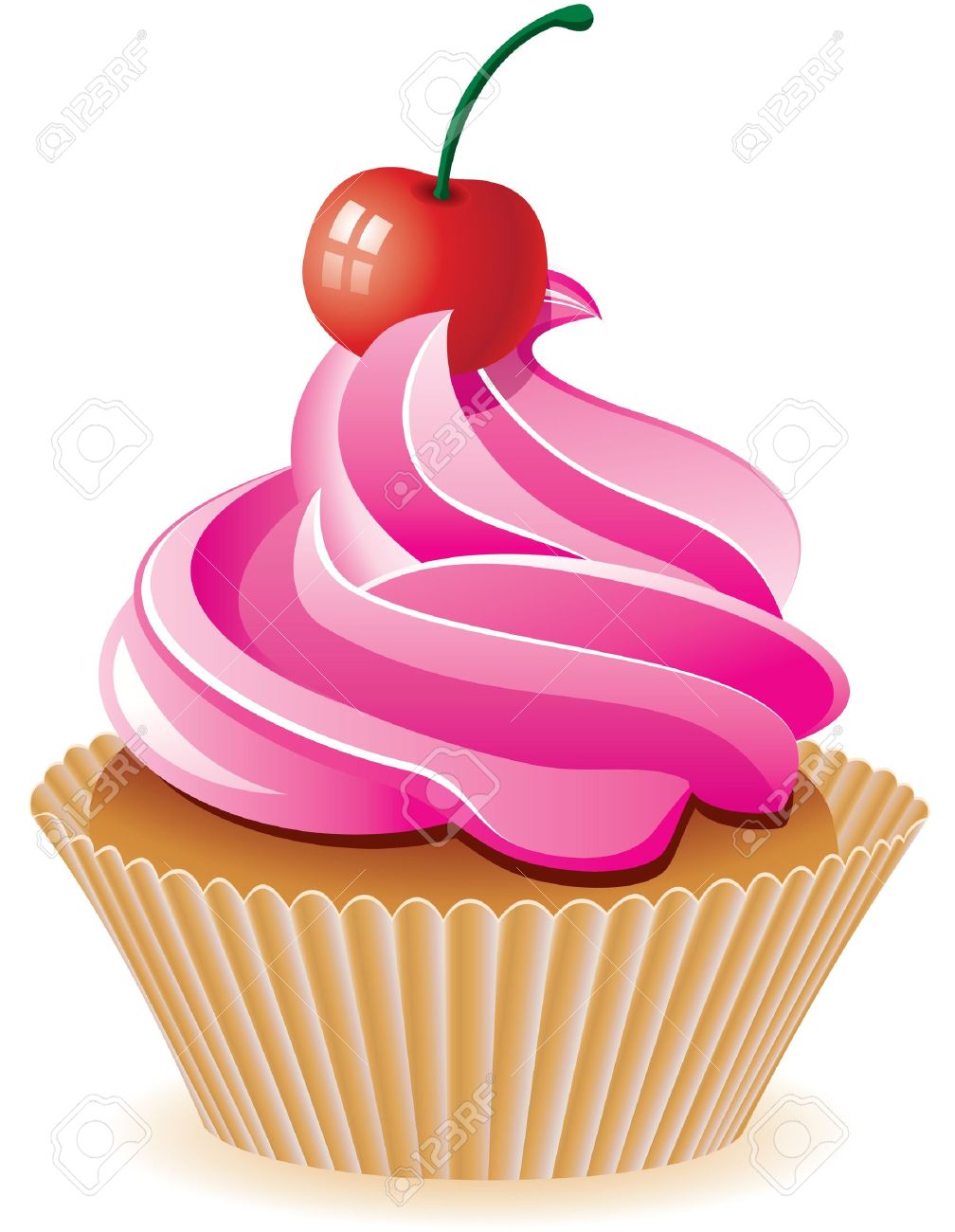 vector pink cupcake with cherry.