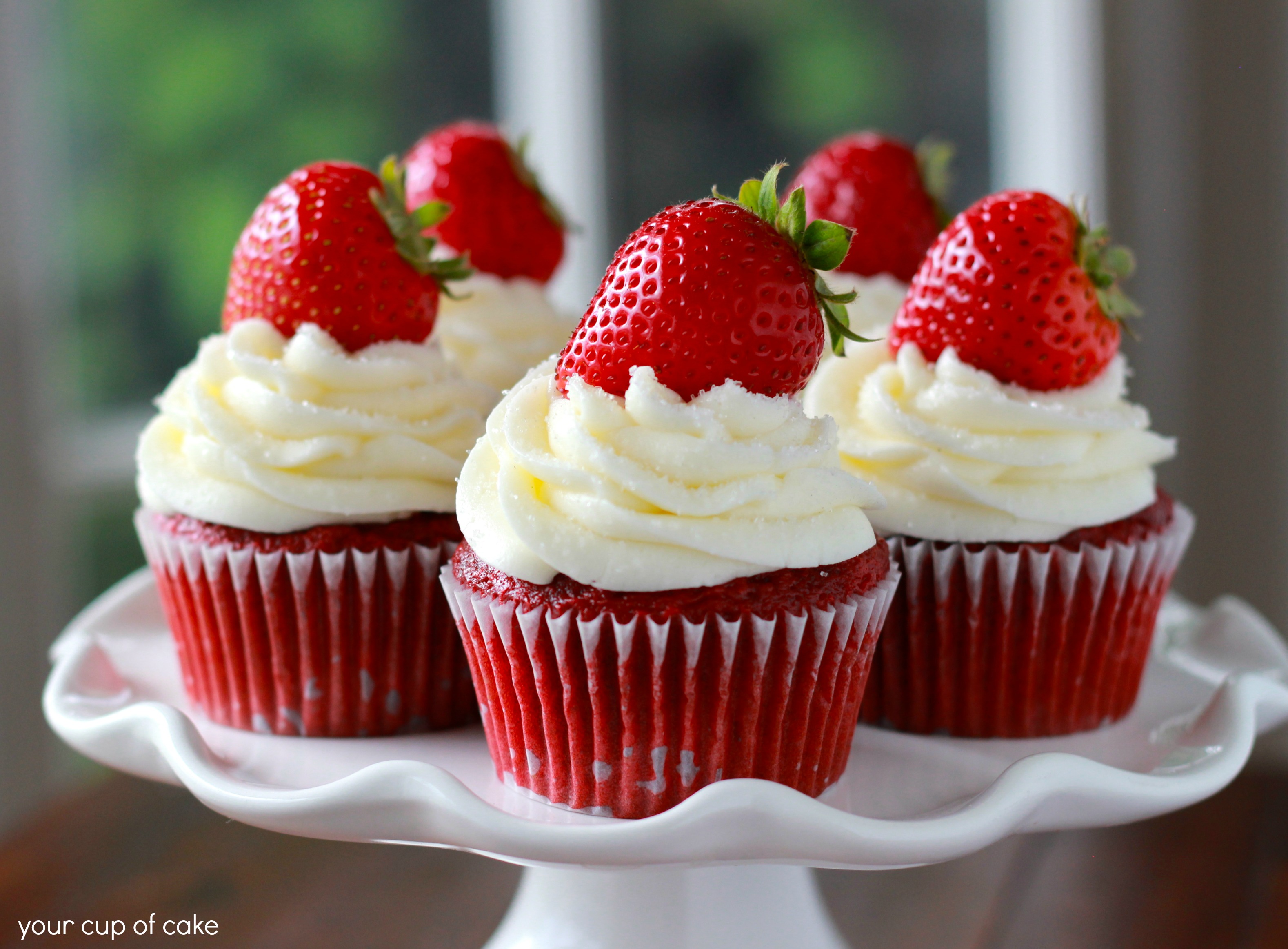 Strawberry Red Velvet Cupcakes.