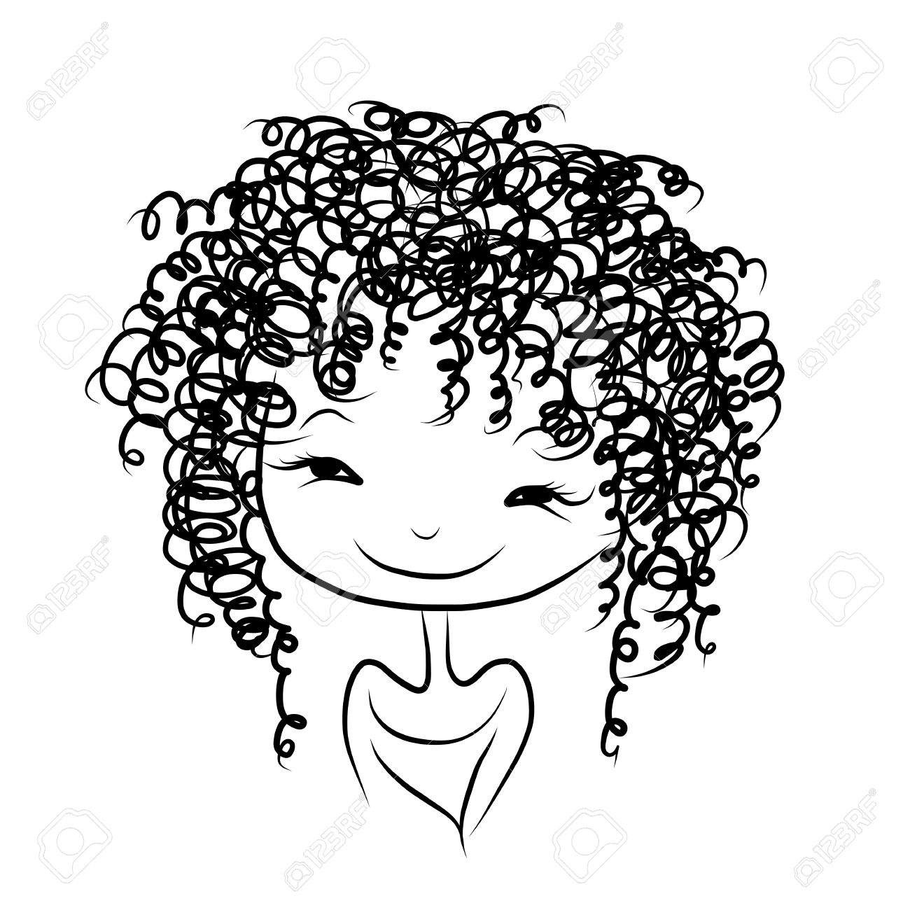 Woman hair clipart black and white - Clipground