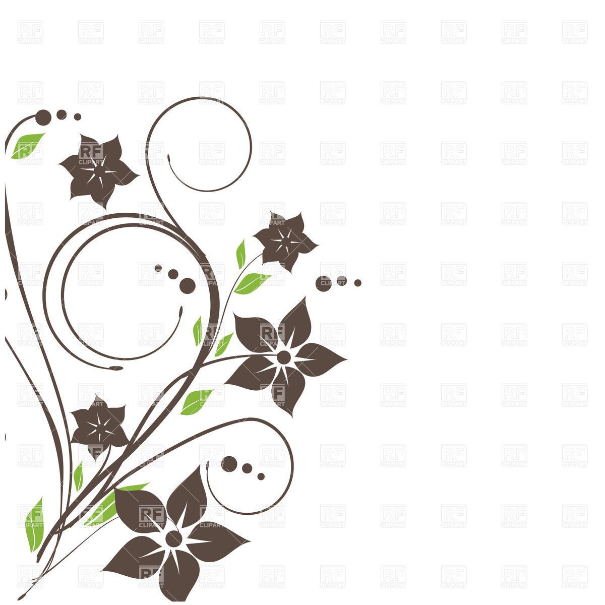 Abstract simple curly plant with leaves and flowers Vector Image.