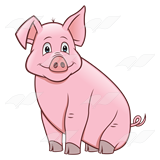 A Beka Book :: Clip Art :: Pink Pig—with curly tail.