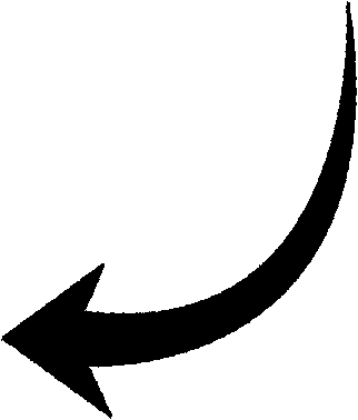 Curved arrow black and white clipart.