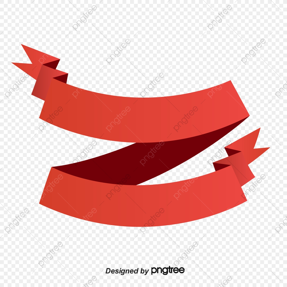 Red Curved Ribbon Commercial Banner, Banner, Ribbon Banner, The Two.