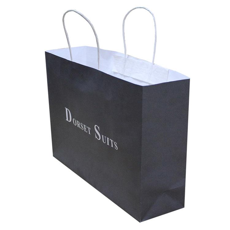 recycled white promotional paper bag with custom logo printed shopping  kraft paper shopping bag for boutique and store.