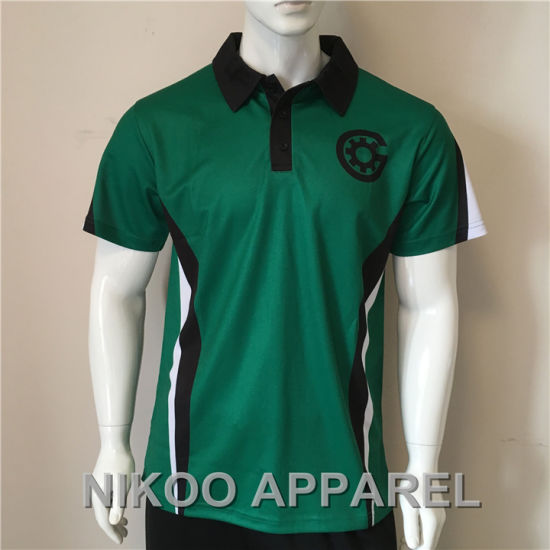Elite Polo Shirt with Logo Custom Sublimation Printing Green.