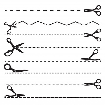 Scissors with cut lines Vector.