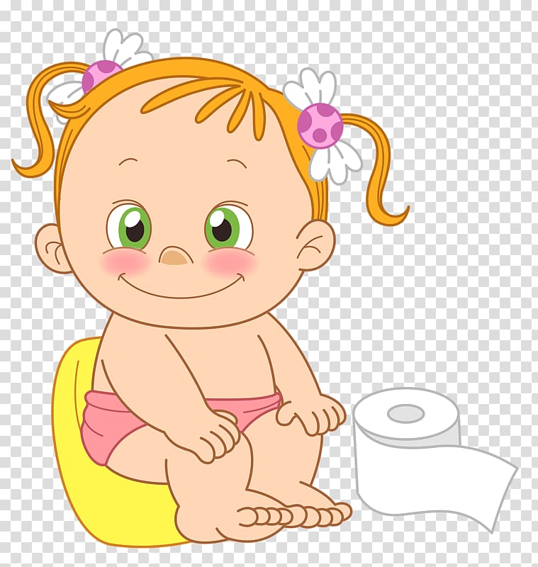 Infant Drawing Toilet , Cute baby girl transparent background PNG.