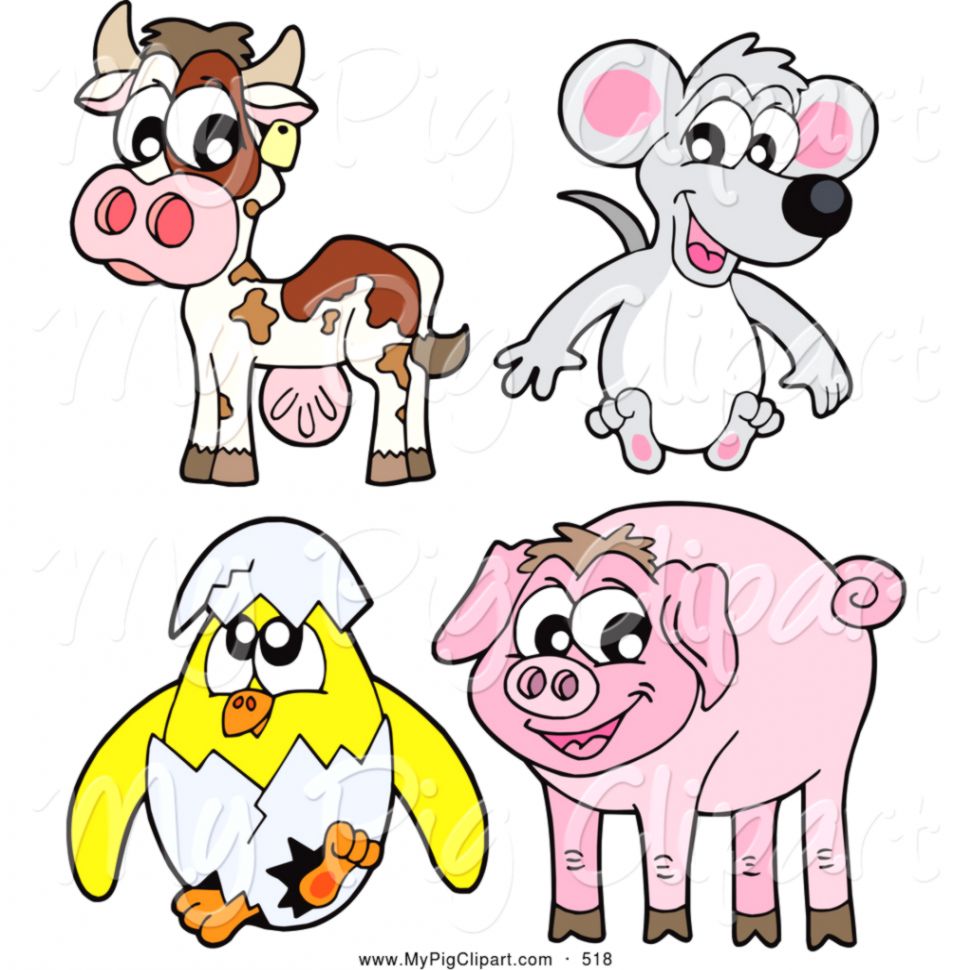 Cute Cartoon Baby Farm Animals Cartoon Baby Farm Animals Bundle (903041 ...