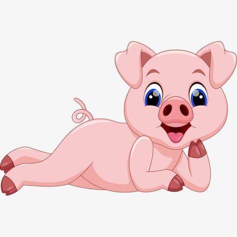 Happy Pig, Pig Clipart, Cartoon Comics, Animal Illustration.