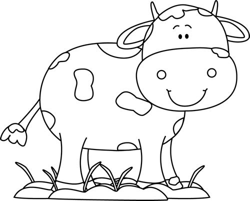 Cute Cow Clipart Black And White.