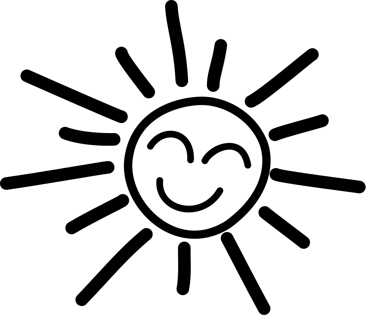 Smiling Sun Clipart Black And White.