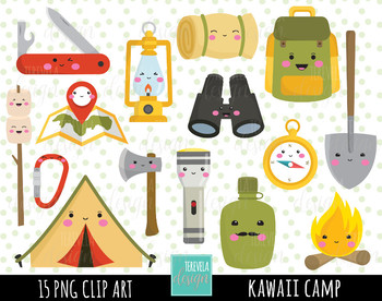 50% SALE CAMP clipart, kawaii clipart, camping digital clipart.