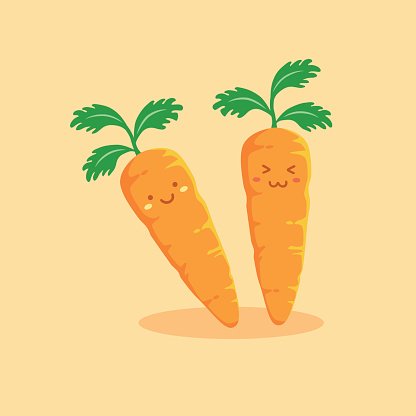 Cute Carrots Vegetable Mascot Vector premium clipart.