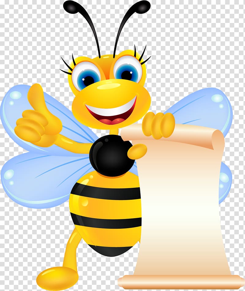 Bee Insect , Cute cartoon bee transparent background PNG.