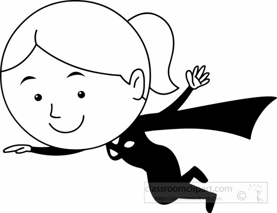 Black White Cute Supergirl Flying Clipart » Clipart Portal.
