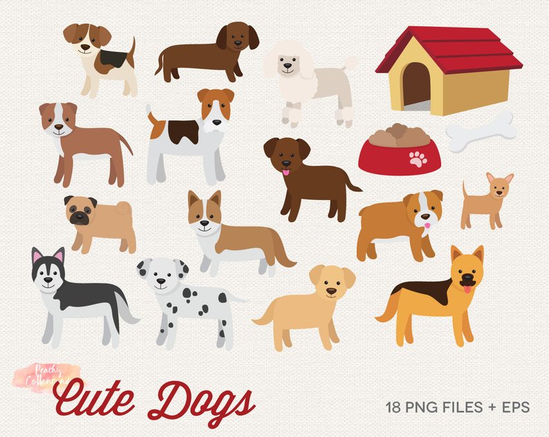 BUY 2 GET 1 FREE Cute Dogs Clipart Dog Clip Art Etsy Average Free.