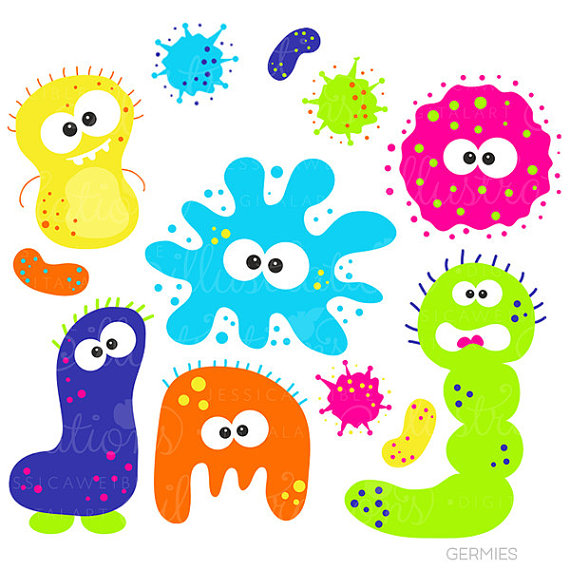 Germies Bacteria Cute Digital Clipart Commercial Use OK.