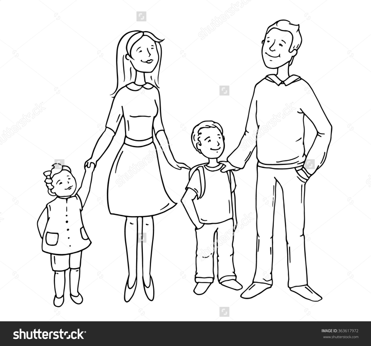 Cute Drawn Family Clipart.