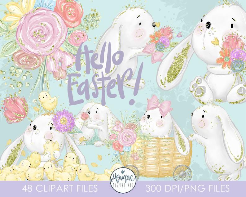Easter clipart White Rabbit Glitter Rabbit Clipart White.