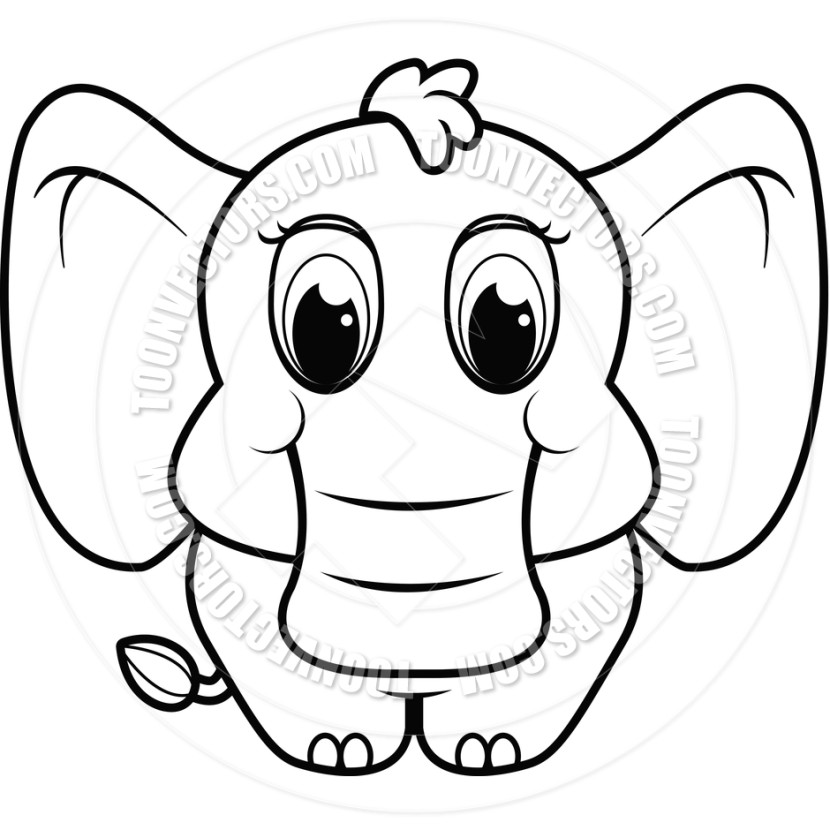 Baby Elephant Drawing Black And White.