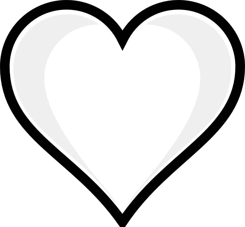 Cute funky shaped heart black and white clipart.