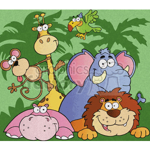 cute jungle animals clipart. Royalty.