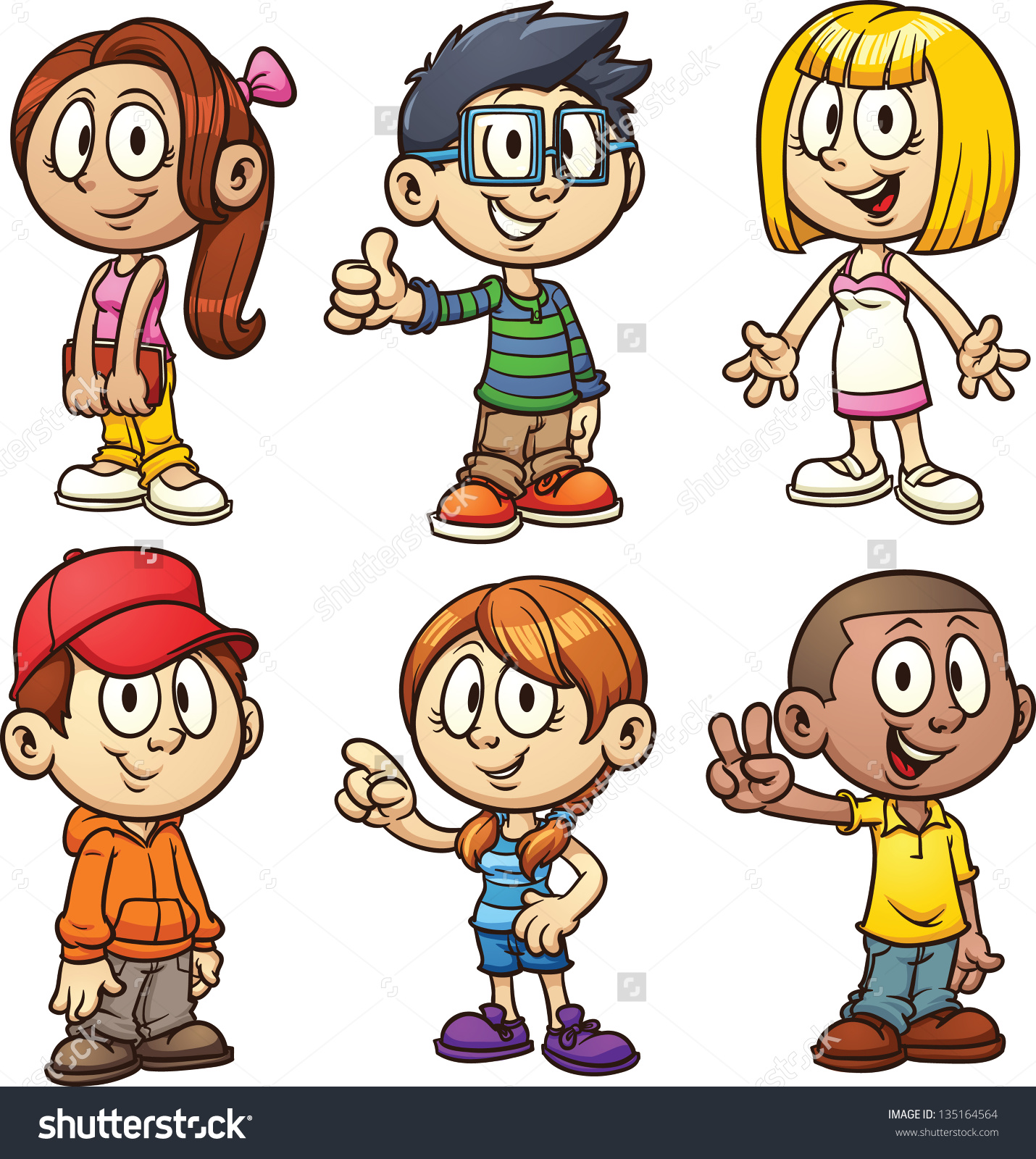 Cute expressions of kids clipart.