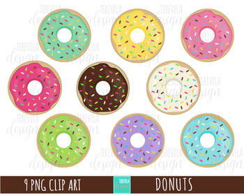 DONUTS clipart, food clipart, desserts clipart, cute.