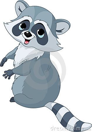 Illustration of cute cartoon raccoon.